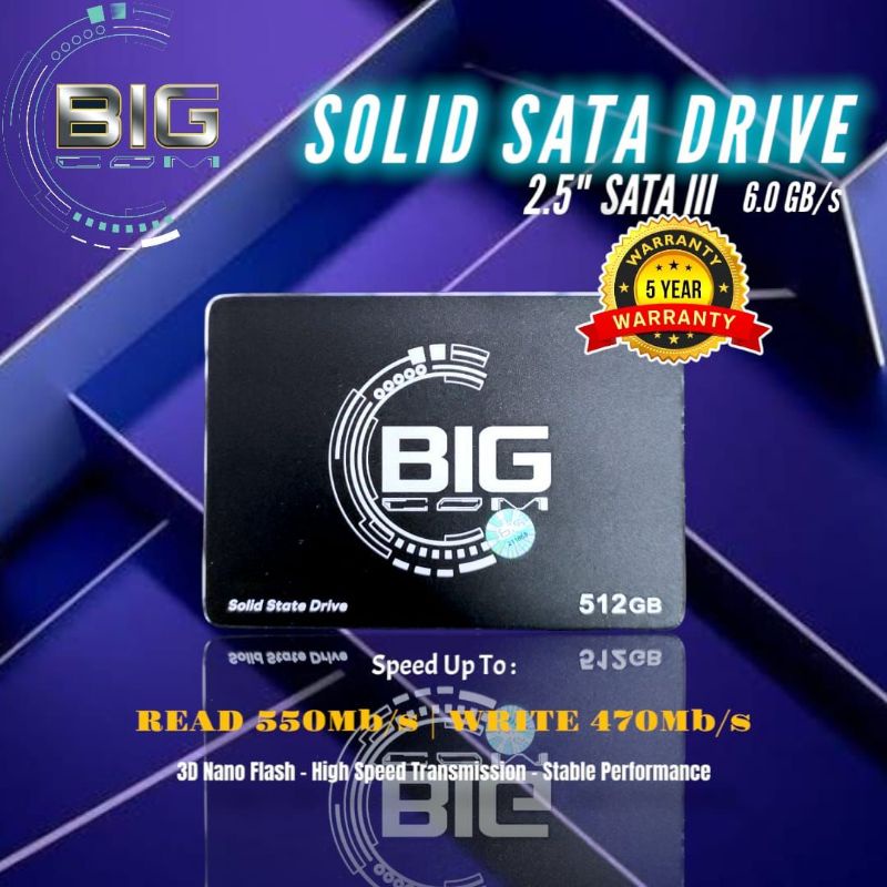 Termurah Ssd 2.5 Sata III 128Gb, 256Gb, 512Gb BIGCOM ( Garansi 5 Tahun )