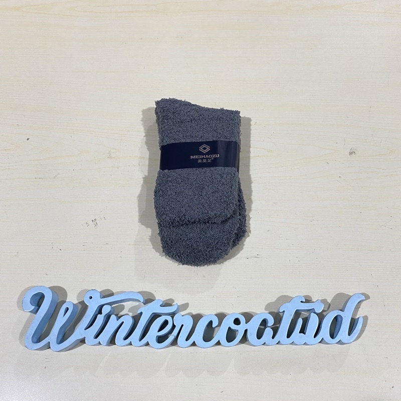 Kaos Kaki wool thermal socks unisex cowok cewek wol hangat tebal pria wanita import-5. Abu Tua