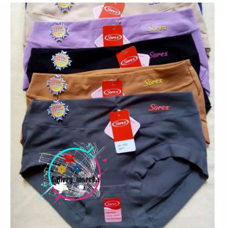 (6pcs) cd sorex 1232 M.L.EL,QL / CD WANITA SOREX / CElana dalam sorex 1232 / underwear sorex