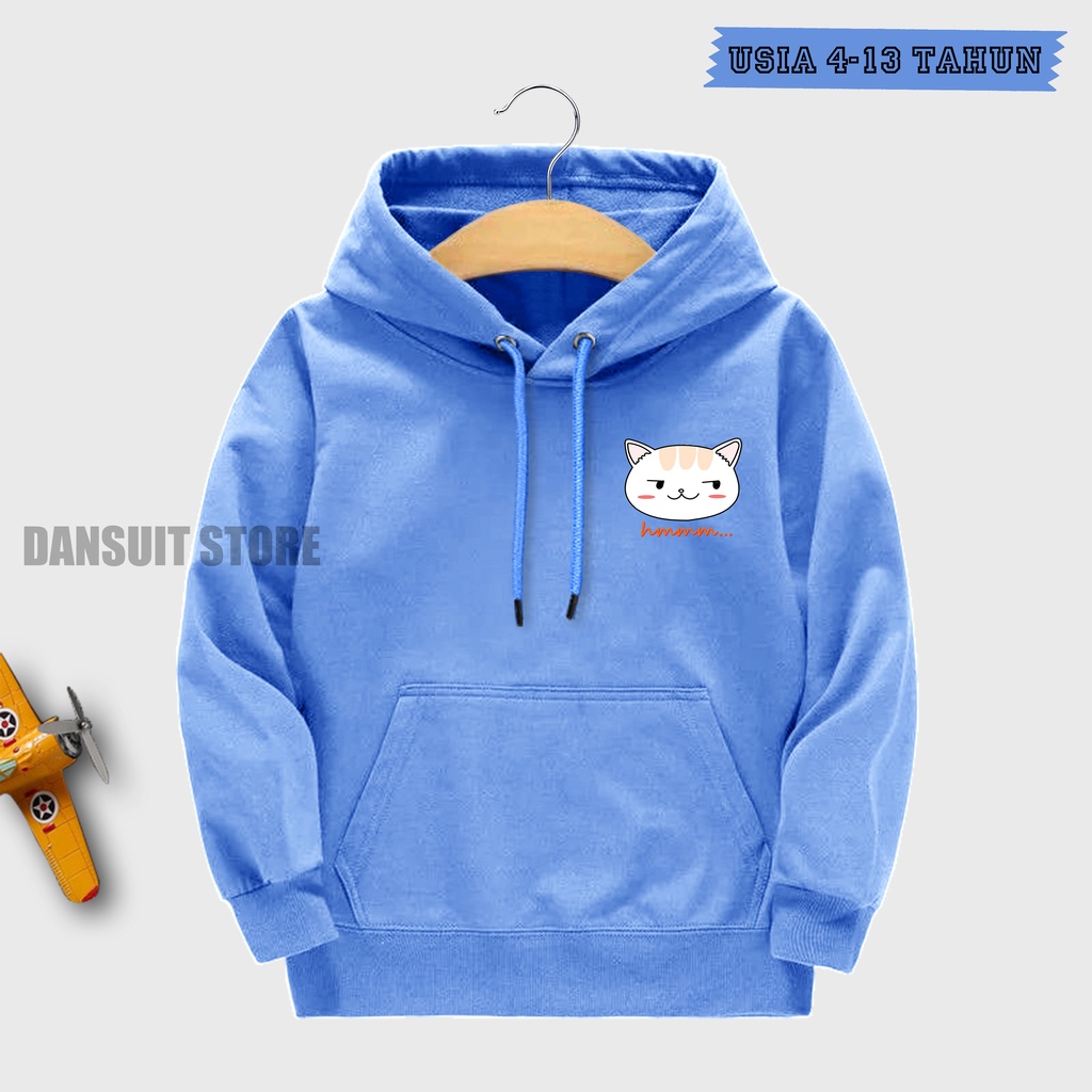 Sweater Hoodie Anak Laki-laki Perempuan Hoodie Anak Motif Kucing Cat Usia 4 - 13 Tahun Bahan Tebal