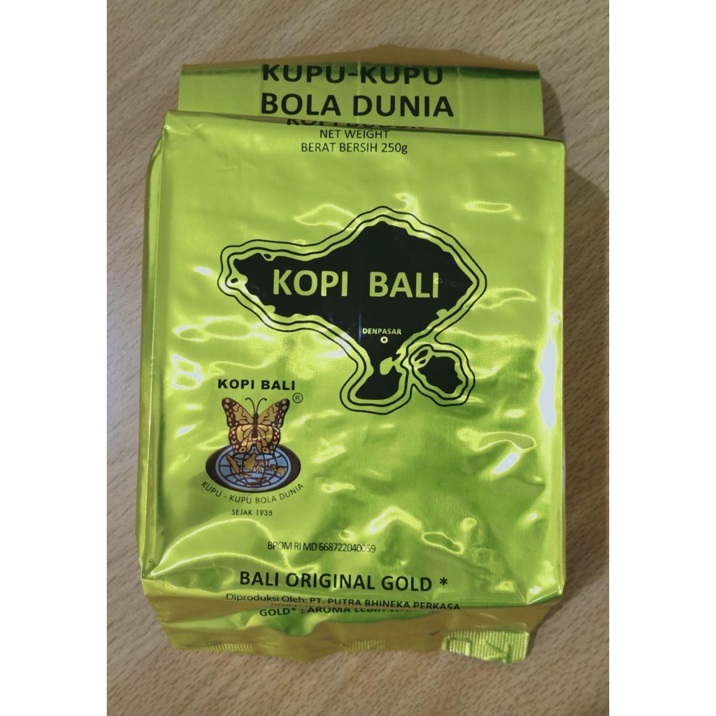 

Kopi Bali Original Gold Cap Kupu Kupu Bola Dunia