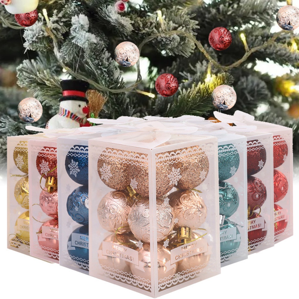 ღ 2023 12Pcs Natal Dekorasi Bola 9 Warna Pohon Natal Bola Liontin Merry Natal Bahagia Tahun Baru Hadiah Tinggi kualitas Dekorasi