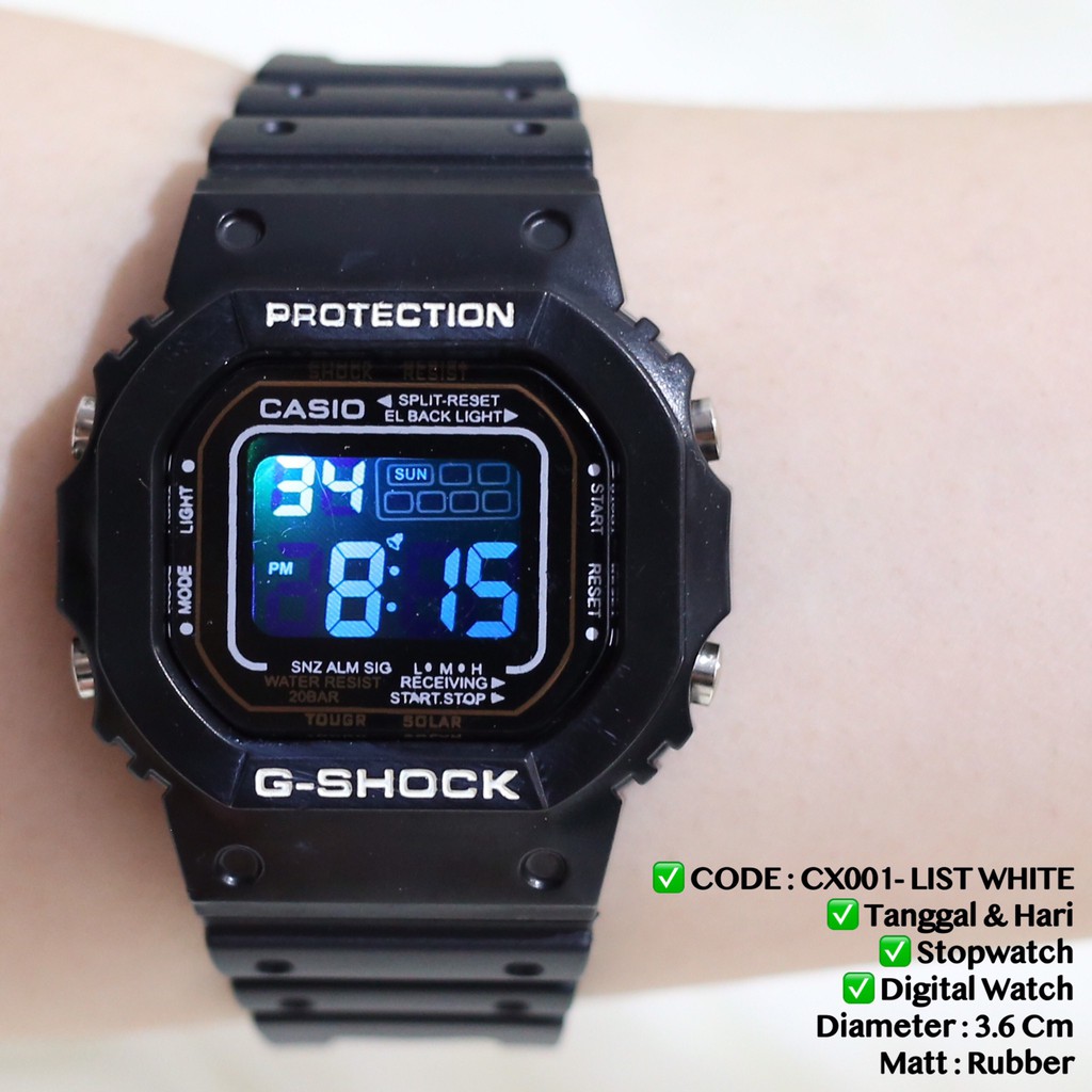 Jam tangan casio pria wanita DW5600 GSHOCK digital anti air ukuran LED 7 warna termurah CX050 CX060