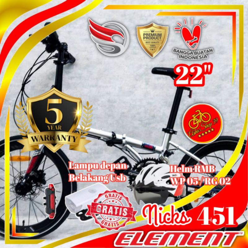 PROMO 11.11 BIG SALE SEPEDA LIPAT ELEMENT NICKS 451 22 INCH CHROMOLY 10x2 SPEED SEMARANG COD MURAH