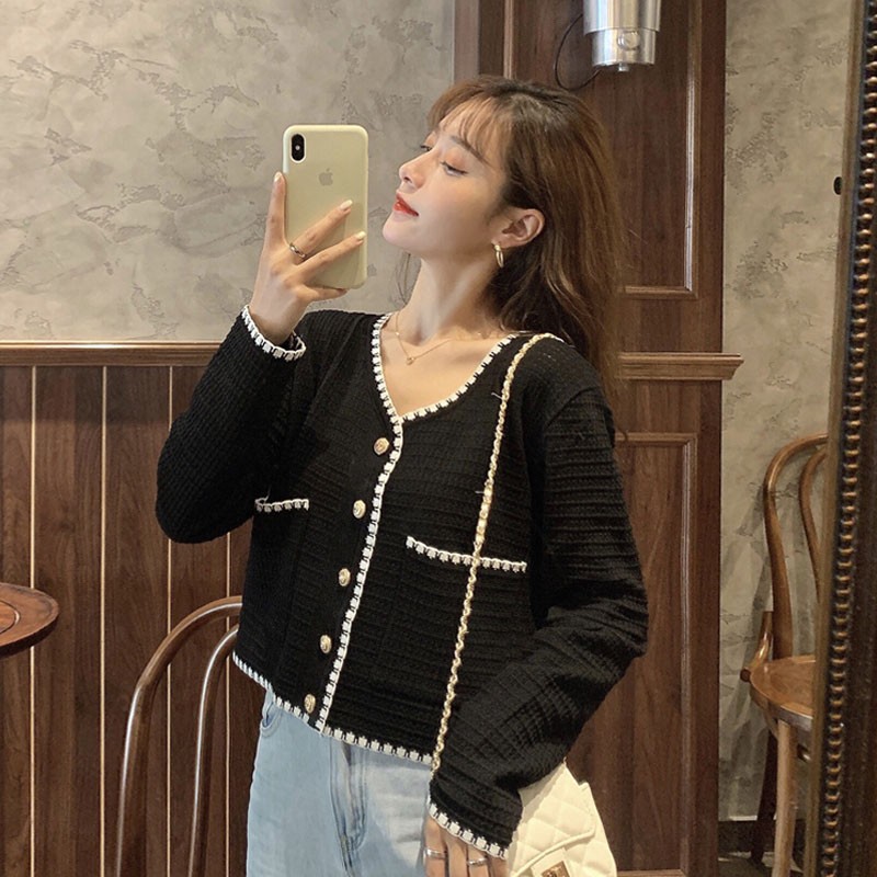 Cardigan/Atasan Rajut/Cardigan Rajut/Cardigan Panjang/Kemeja/sweater-hitam=black