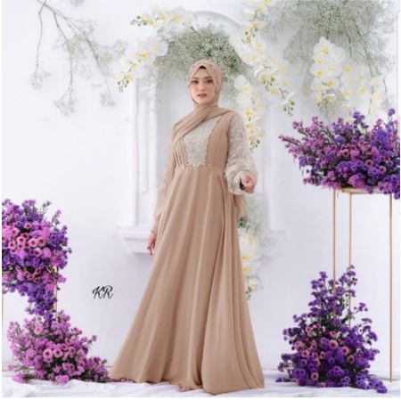 Baju Gamis Muslim Terbaru 2021 Model Baju Pesta Wanita kekinian Bahan Moscrepe Kekinian gaun remaja