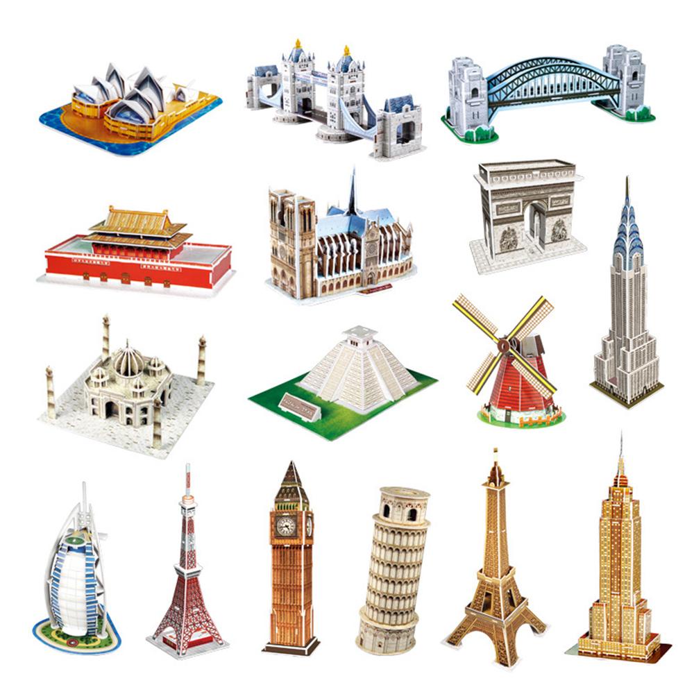 Puzzle QUINTON 3D Big Ben in London Empire State Building Menara Miring Menara Eiffel Burj Al Arab Hotel Notre Dame de Paris Blok Bangunan