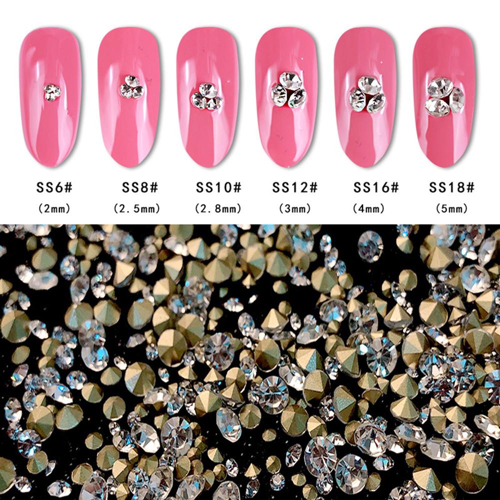 Agustina Nail Art Rhinestones Warna-Warni Ukuran Campur Manik-Manik Berlian Kuku Permata Mengkilap Berbagai Aksesoris Manicure