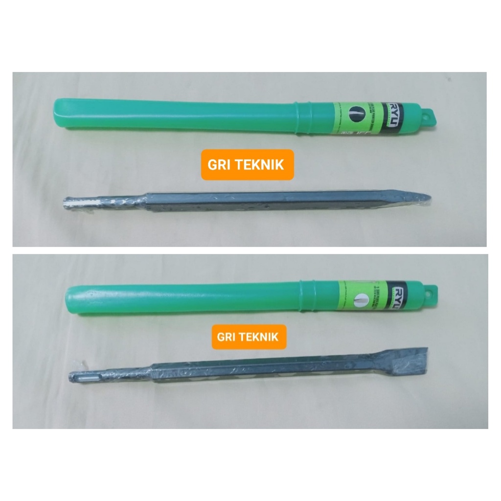 RYU SDS PLUS FLAT CHISEL DAN RYU SDS PLUS POINTED CHISEL / MATA PAHAT SDS RYU PETAK DAN RUNCING