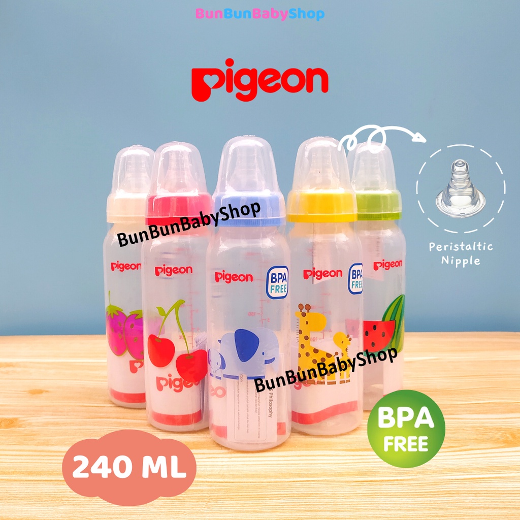 240ml Pigeon Botol Susu Bayi Standart Slim Neck Peristaltic Nipple Anak Perlengkapan Baby Baru Lahir New Born Murah Peralatan Bottle Asi