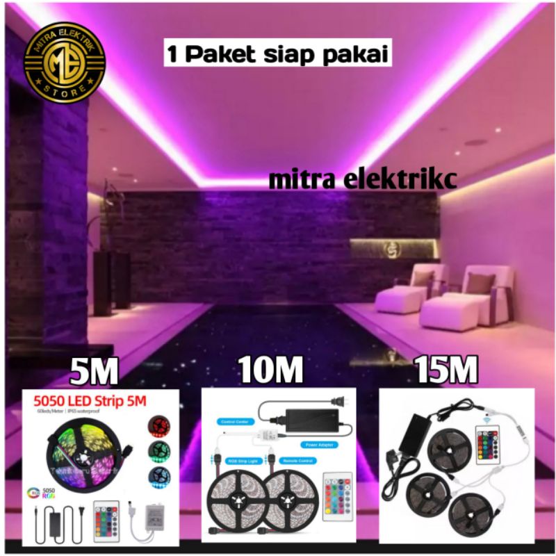 Lampu Plafon Ledstrip Remote siap pakai Lampu Kamar Aestetic Warna warni