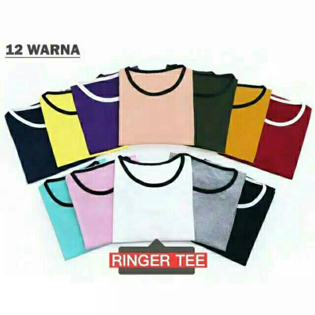 RINGER TEE / 12 WARNA / SEKILO 10 PCS