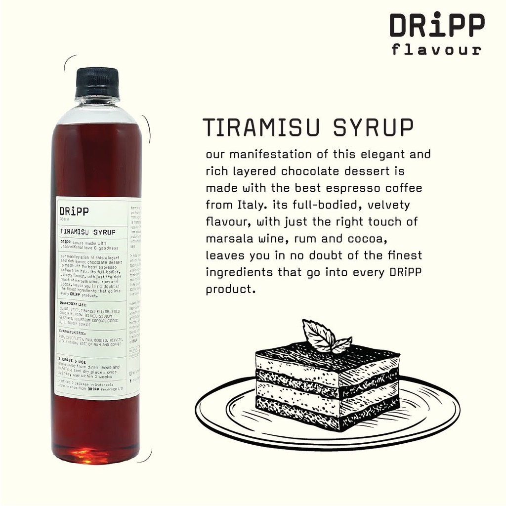 

DRiPP Tiramisu Syrup - Sirup Perisa Minuman Rasa Tiramisu untuk HORECA