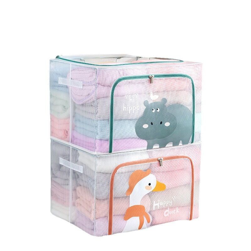 STORAGE BOX JUMBO TRANSPARAN KOTAK PENYIMPANAN ORGANIZER DOUBLE ZIPPER SERBAGUNA