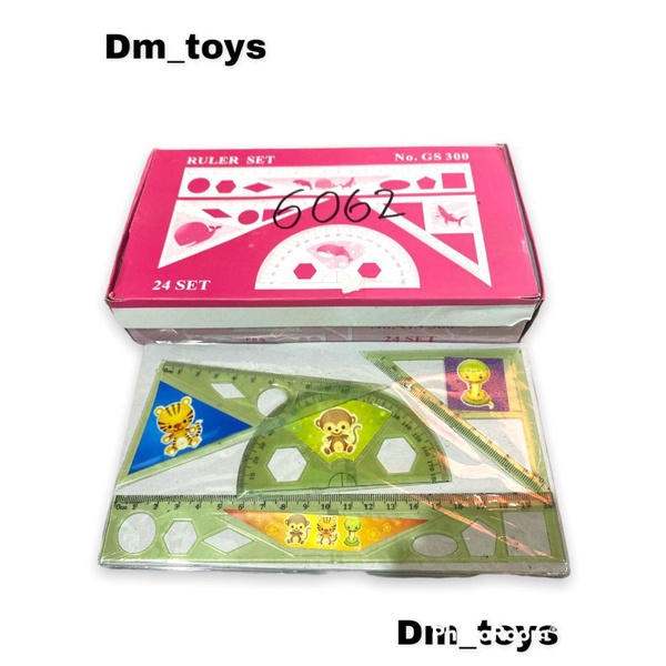 

penggaris 1 set 4pcs murah / mistar / jidar / penggaris busur siku siku segitiga / penggaris karakter / alat tulis