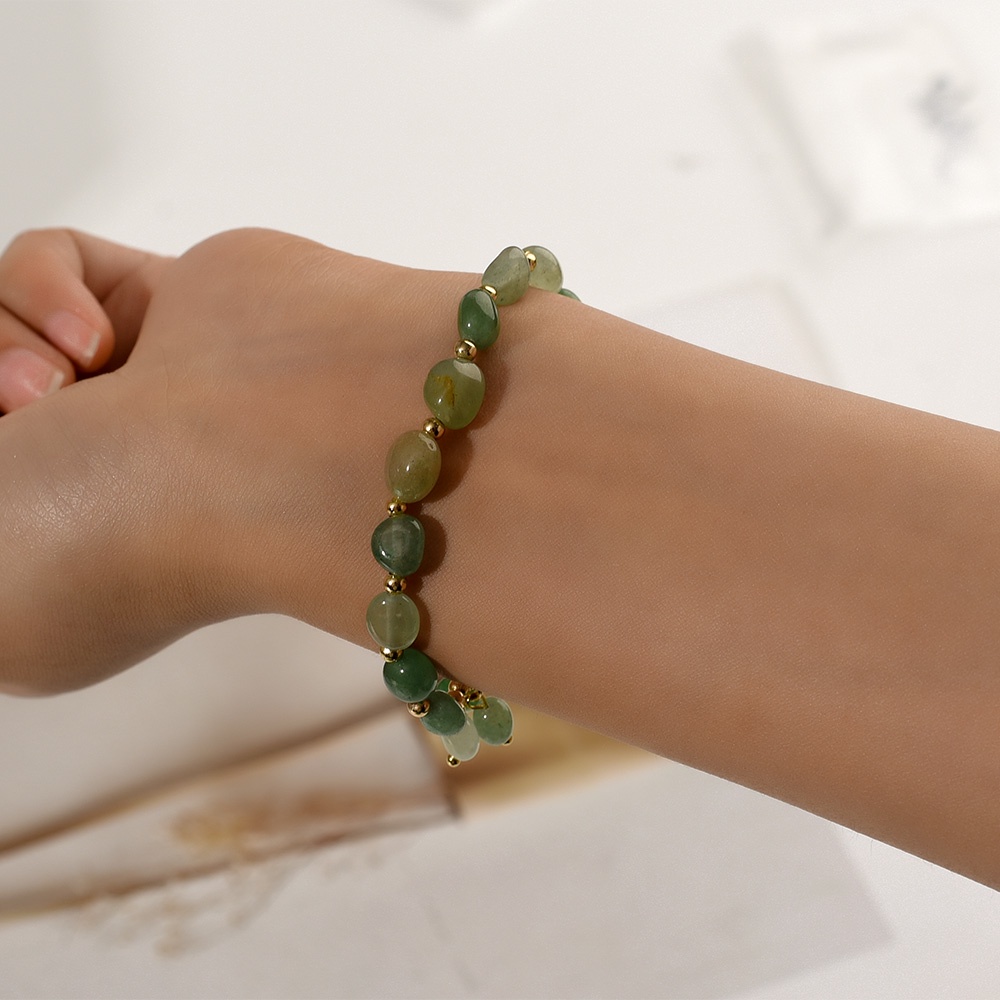 Gelang Manik-Manik Batu Giok Aventurine Alami Gaya Bohemian Untuk Pria Dan Wanita