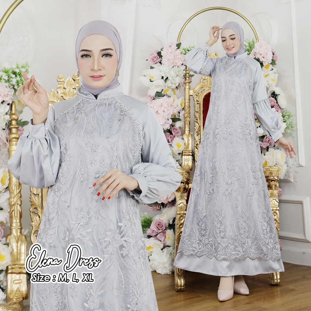 Elena Dress Kebaya / Kebaya Gamis Modern / Gamis Pesta Mewah / Gamis Cantik / Gamis Kondangan