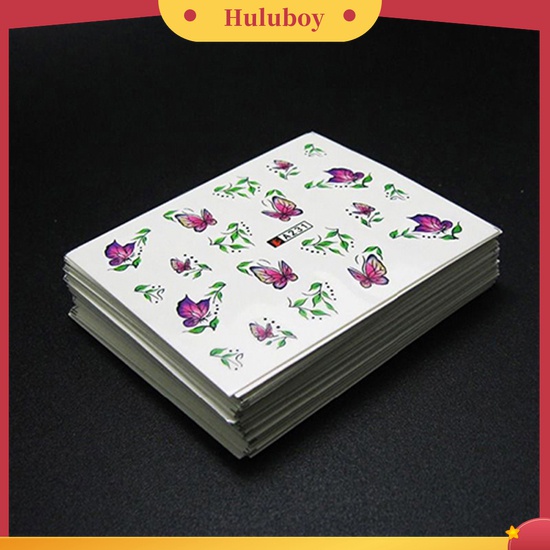 Huluboy Huluboy♡ 50 Lembar Stiker Decal Transfer Air Motif Bunga Untuk Dekorasi Manicure DIY