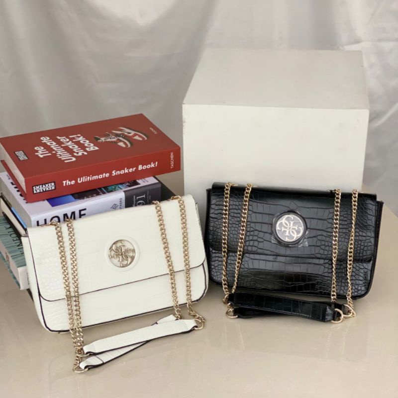 GS Open Road on SALE - GS OPEN ROAD CONVERTIBLE SERIES -Tas Putih Croco - Guess Croco - Tas Gs - Sli