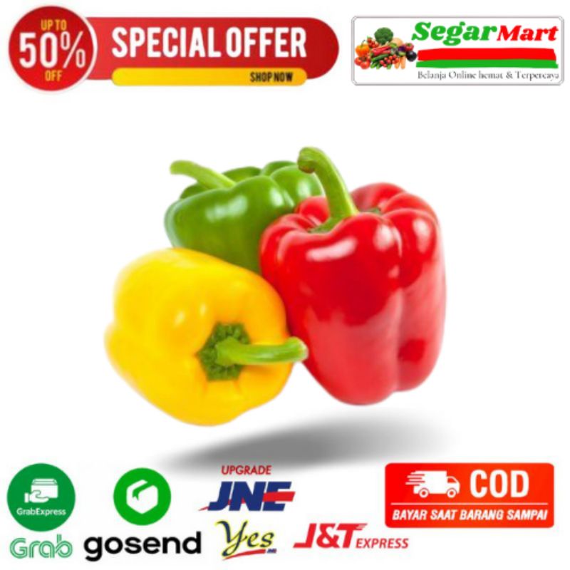 

paprika merah,hijau,kuning fresh segarmart bandung