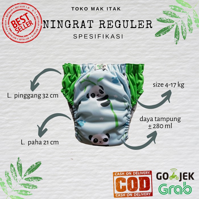 Paket Termurah Isi 3 Pcs Clodi Ningrat Aio Reguler ( Bb 4-15 Kg) Popok Pants Popok Cuci Ulang