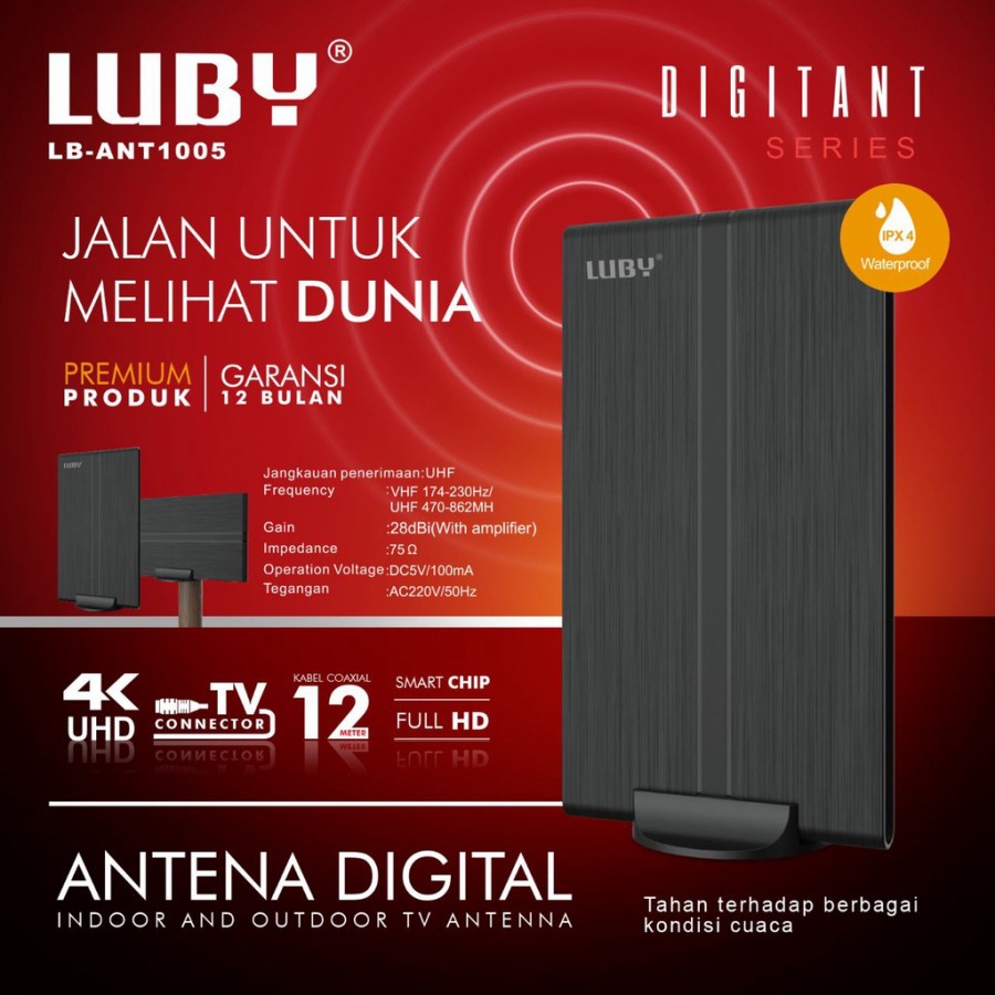 COD ANTENA TV DIGITAL INDOOR DAN OUTDOOR MEREK LUBY LB-ANT1005//ANTENA TV DIGITAL LUBY LB-ANT1005