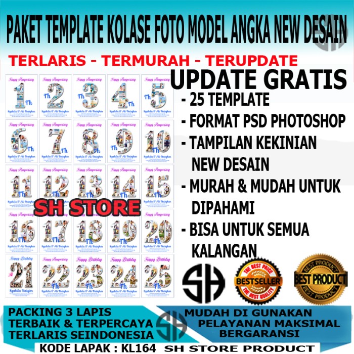 

Template Desain Kolase Foto Model Angka Terbaru Kekinian PSD KL164