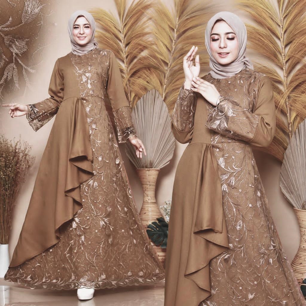 (XXXL ZOLAN) GAMIS BRUKAT TILE MAXI PREMIUM ZOLAN JUMBO SIZE M, L, XL, XXL, XXXL