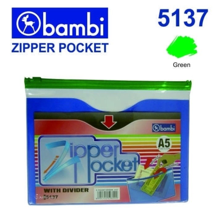 

Zipper pocket divider A5 with PVC semi transparant