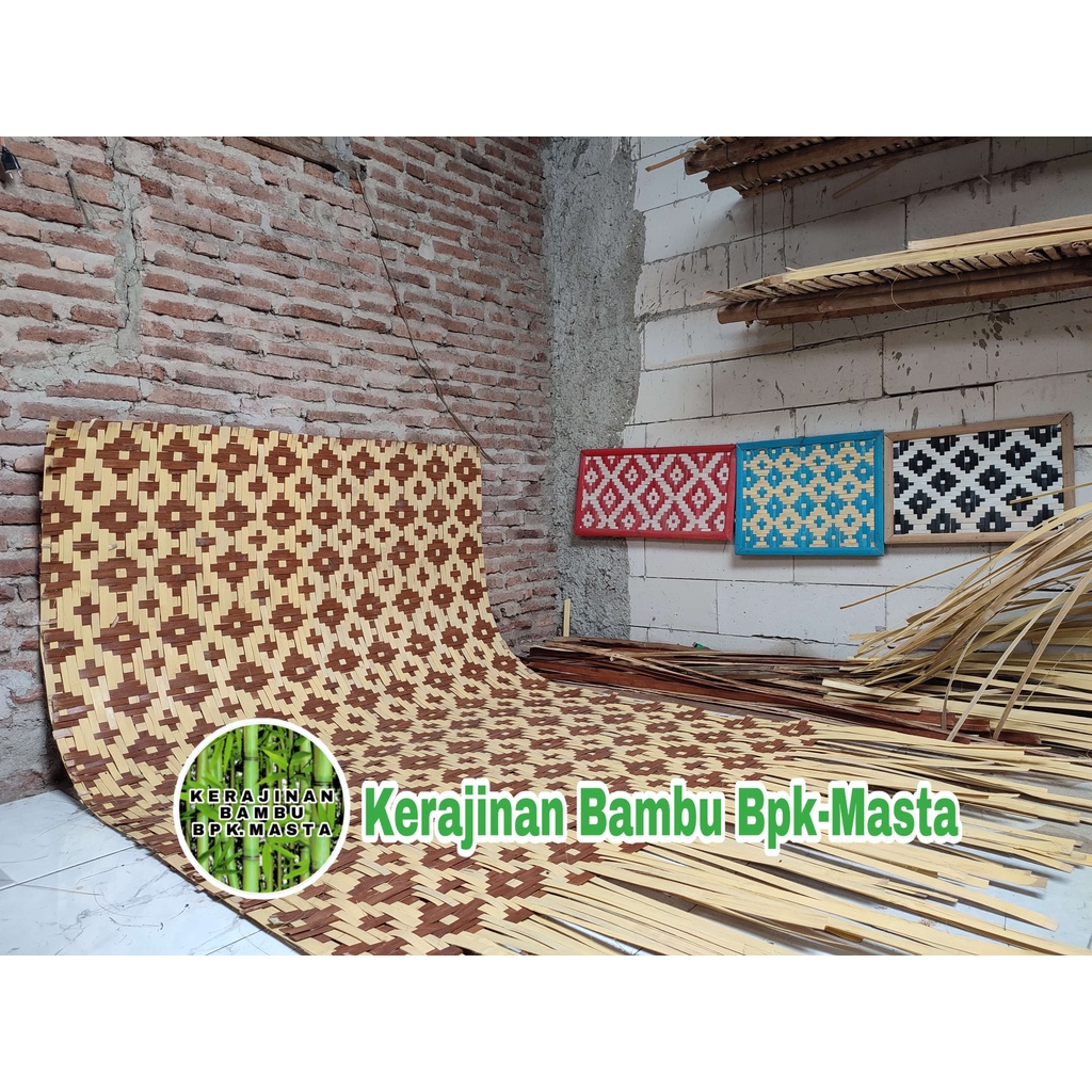 Kerajinan Anyaman Bambu Bilik Dekorasi Rumah Motif Warna Coklat Dan Krem Harga Permeter