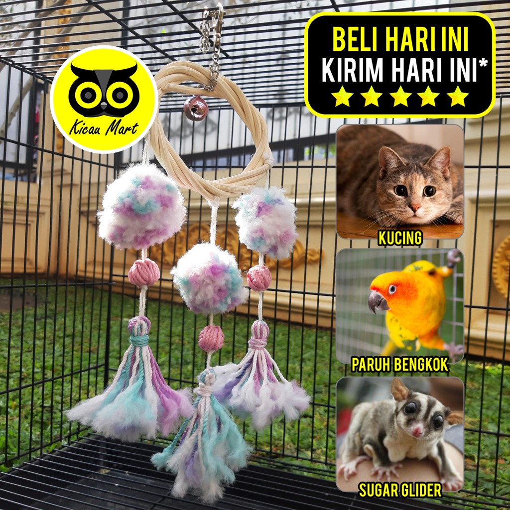 ROTAN KAPAS MAINAN BURUNG PARROT LOVEBIRD NURI MAINAN KUCING SUGAR GLIDER ROTAN DREAM CATHCER RTNKPS