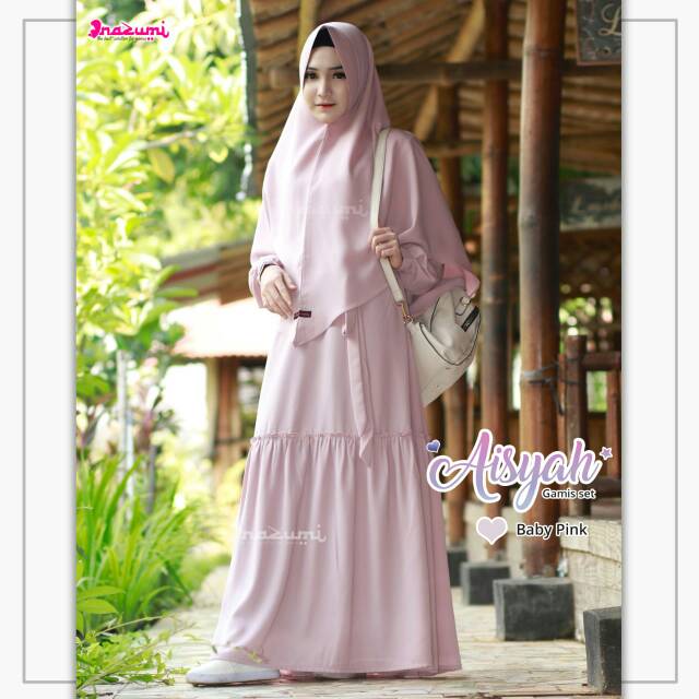 NZ Aisyah Gamis Set Hijab Ori by Nazumi Baby Pink/ Nazumi Gamis/ Aisyah Nazumi/ Nazumi terbaru