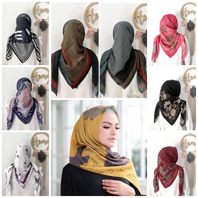 HIJAB SEGIEMPAT VOAL MOTIF ARMANI JP JURNEY M SERIES