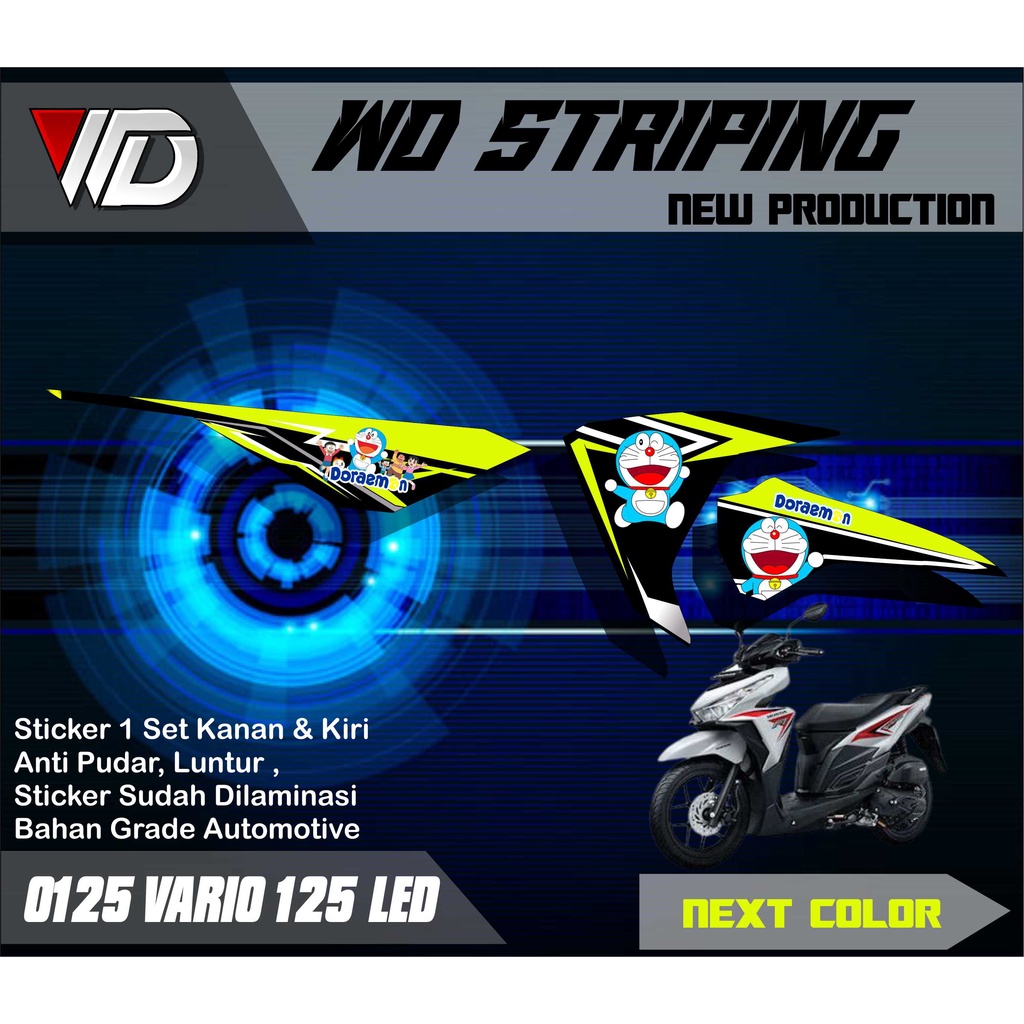 0125 Stiker striping motor honda vario 125 led list varisi karakter doraemon lucu terbaru