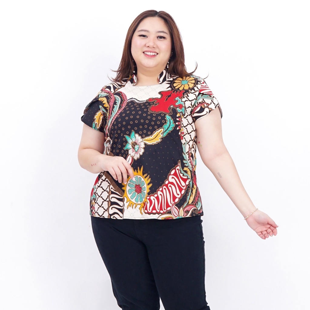 ATASAN BLOUSE BATIK WANITA BIG SIZE 569-Black BG