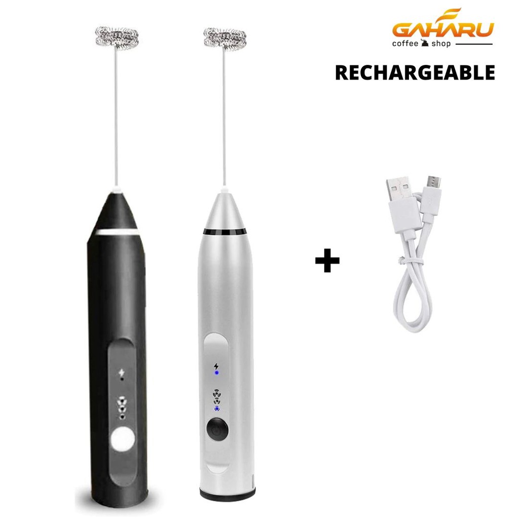 Milk Frother Listrik Rechargeable dengan USB Pembuih Susu Dalgona Cappucino Latte Bisa di Cas