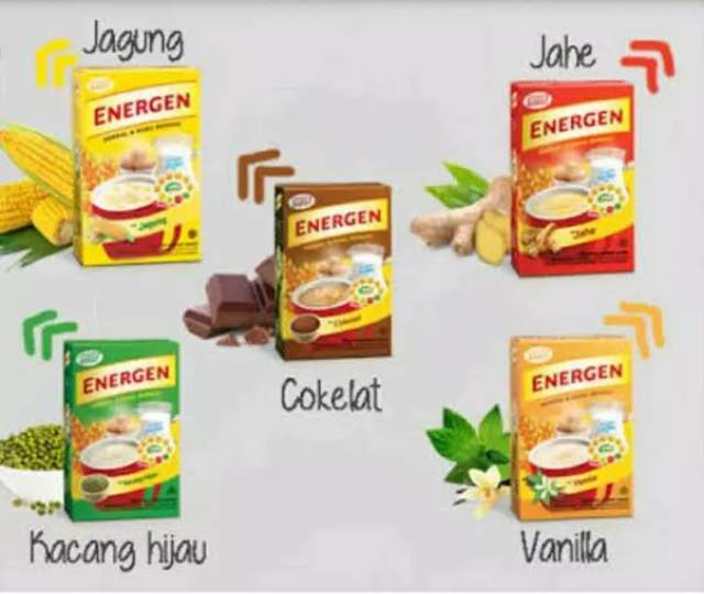 Energen sereal rasa jahe vanilla coklat kacang hijau jagung per sachet