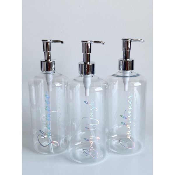 botol BENING 24 HOLO silver LUXURY . aesthetic bottle minimalist refill organizer tempat sabun cair pump estetik