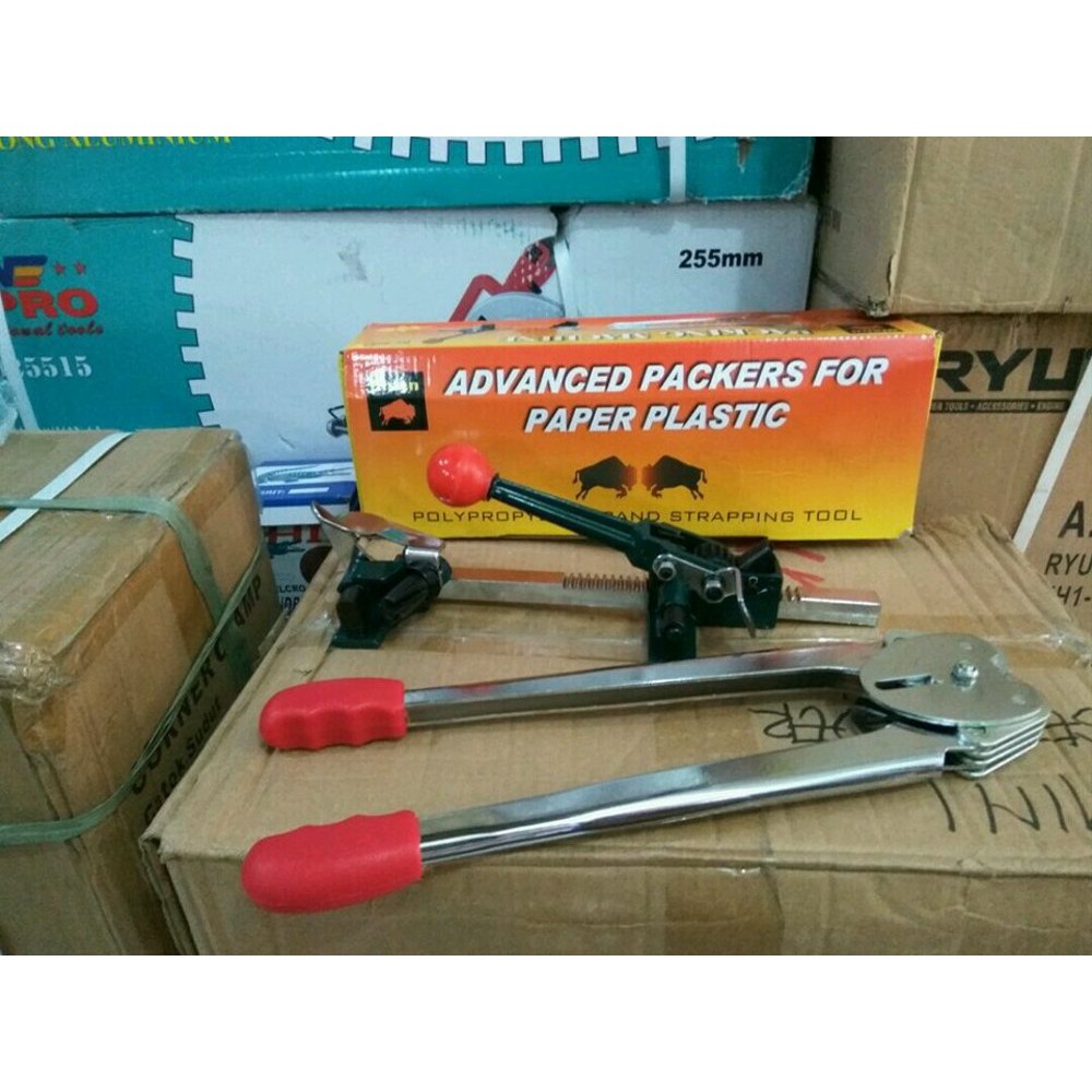 

strapping band tool alat klem ikat tali strapping packing kardus kayu palet packer machine BISON hea