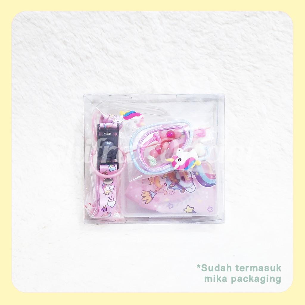 Shifra Bundling Gift Kids Paket Hadiah Anak New Normal Masker Tali Sanitizer Unicorn Dino