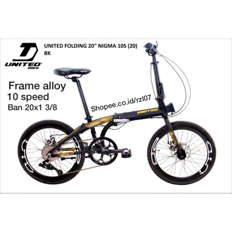 Folding United 20" NIGMA II NIGMA III NIGMA 10s sepeda lipat united