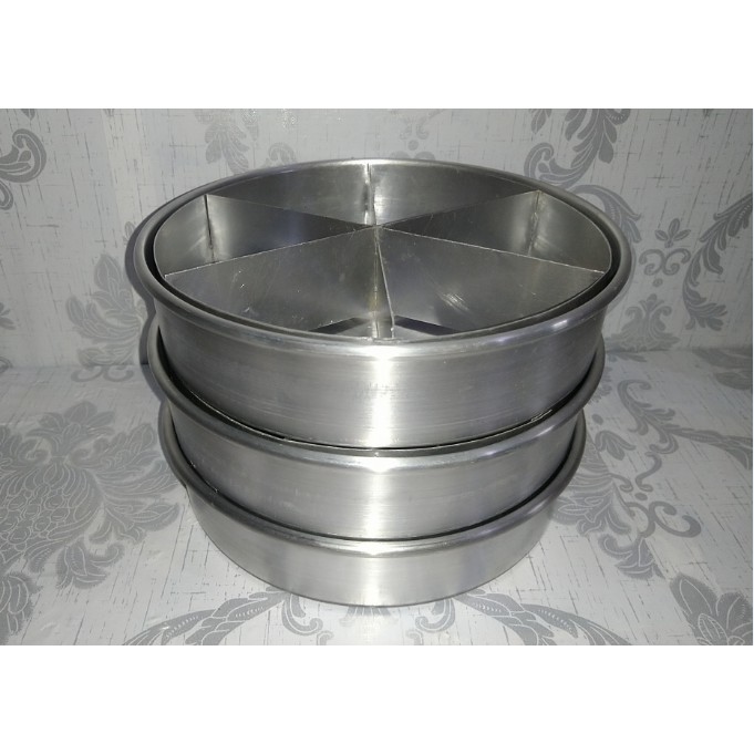 Cetakan Kue/Loyang Skat Bulat (Kue Kukus, Brownies, Bolu) Diameter 18cmx4cm 6 Skat 3pcs
