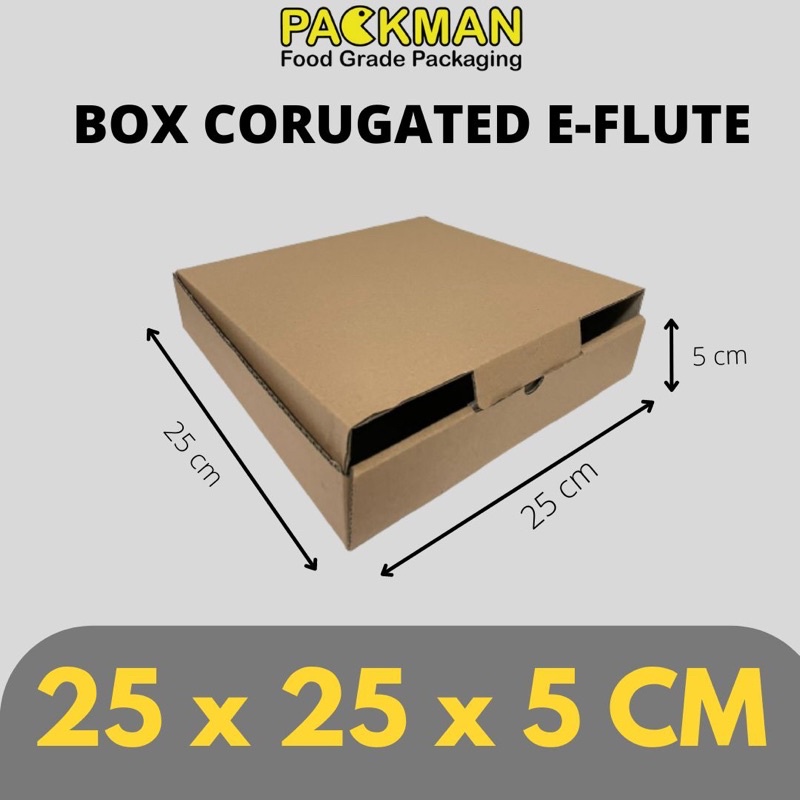 

KARDUS 25x25x5 cm / BOX KARTON CORUGATED DIE CUT E-FLUTE / PIZZA BAJU ONLINE