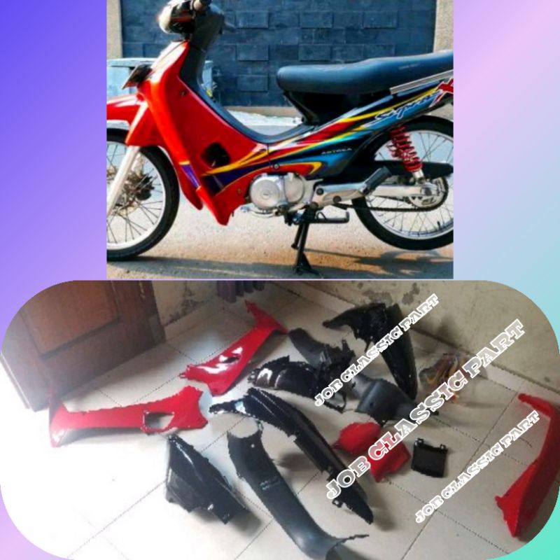 COVER BODY BODY KASAR HALUS SUPRA X LAMA / SUPRA FIT LAMA 100 CC WARNA HITAM MERAH