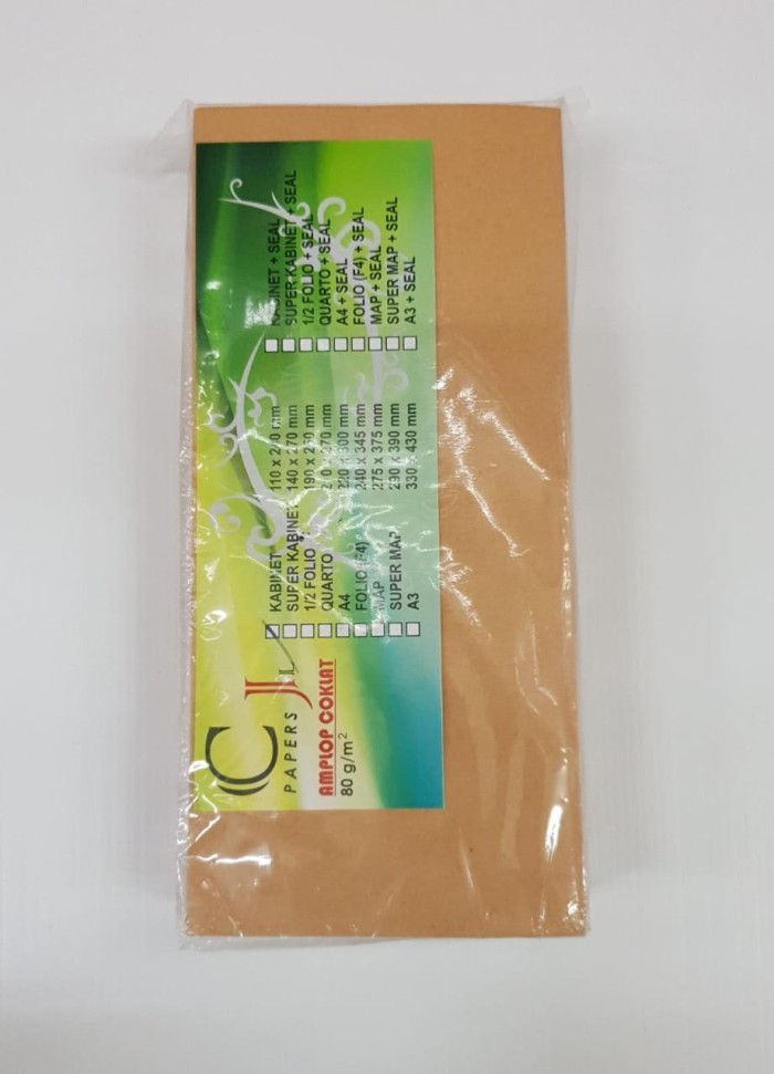 

AMPLOP COKLAT C J CABINET (100pcs) TANPA LEM