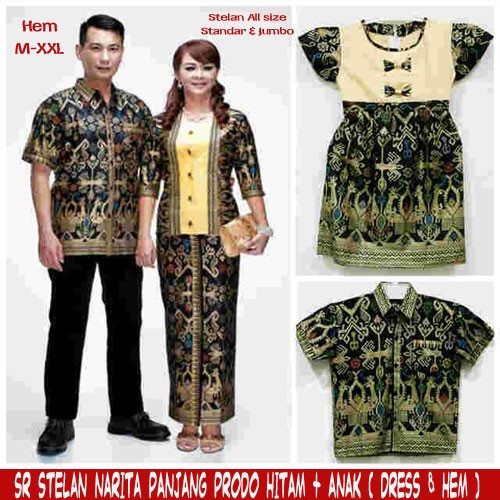 sarimbit keluarga narita prodo panjang + 2 anak[batik family[batikm keluarga[batik solo