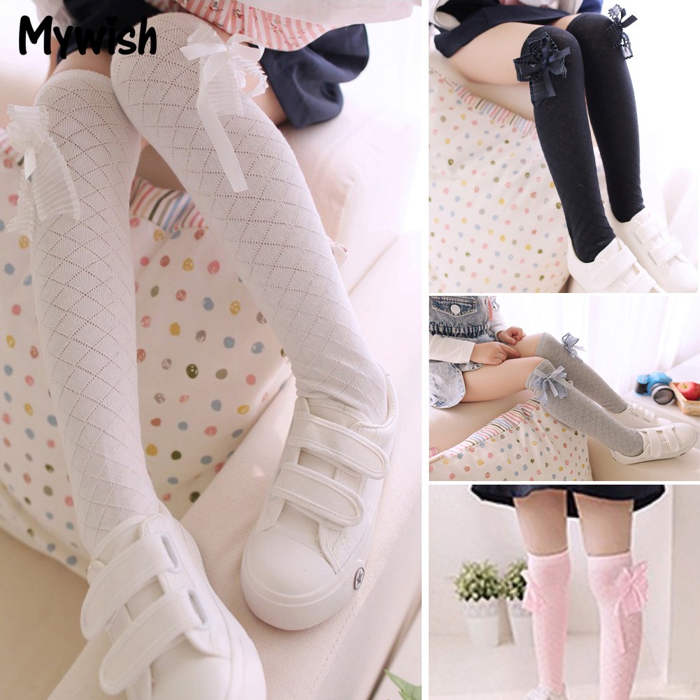Mywish Kaos Kaki Panjang Selutut Aksen Pita Warna Polos Mywish Kaos Kaki Panjang Selutut Aksen Pita Warna Polos