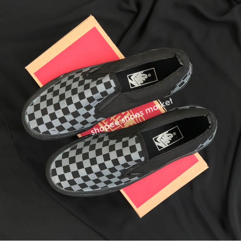 Vans Slip On Checkerboad Black Grey Sol Black