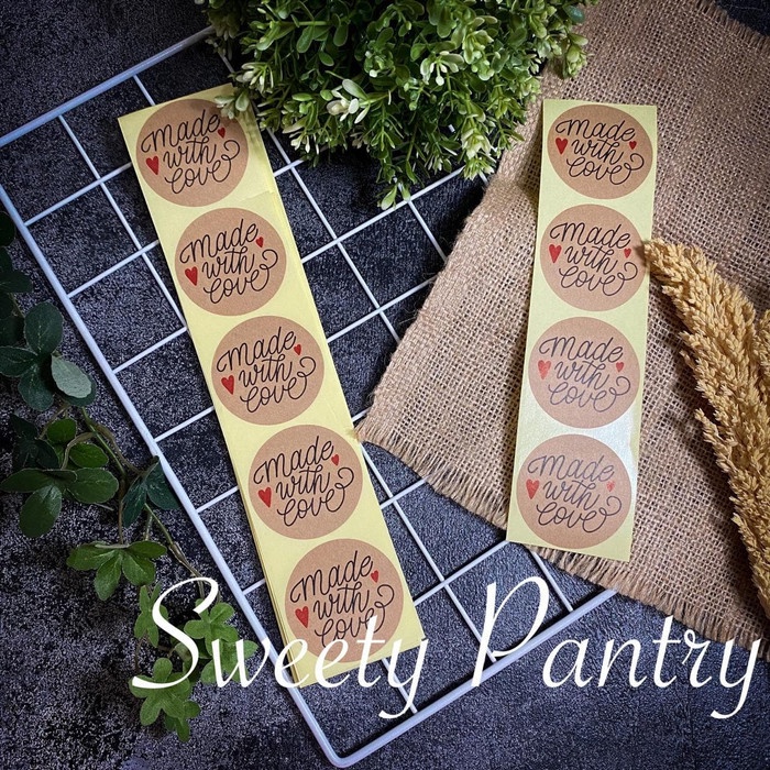 

KUE-PENGHIAS-ALAT- STIKER/STICKER KRAFT MADE WITH LOVE (STK-MADE) - 50 PCS -ALAT-PENGHIAS-KUE.