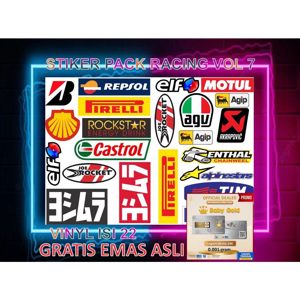 STIKER PACK RACING VINYL VOL 7/ STIKER OUTDOR / STIKER MOTOR / STIKER MOBIL / DECAL MOTOR